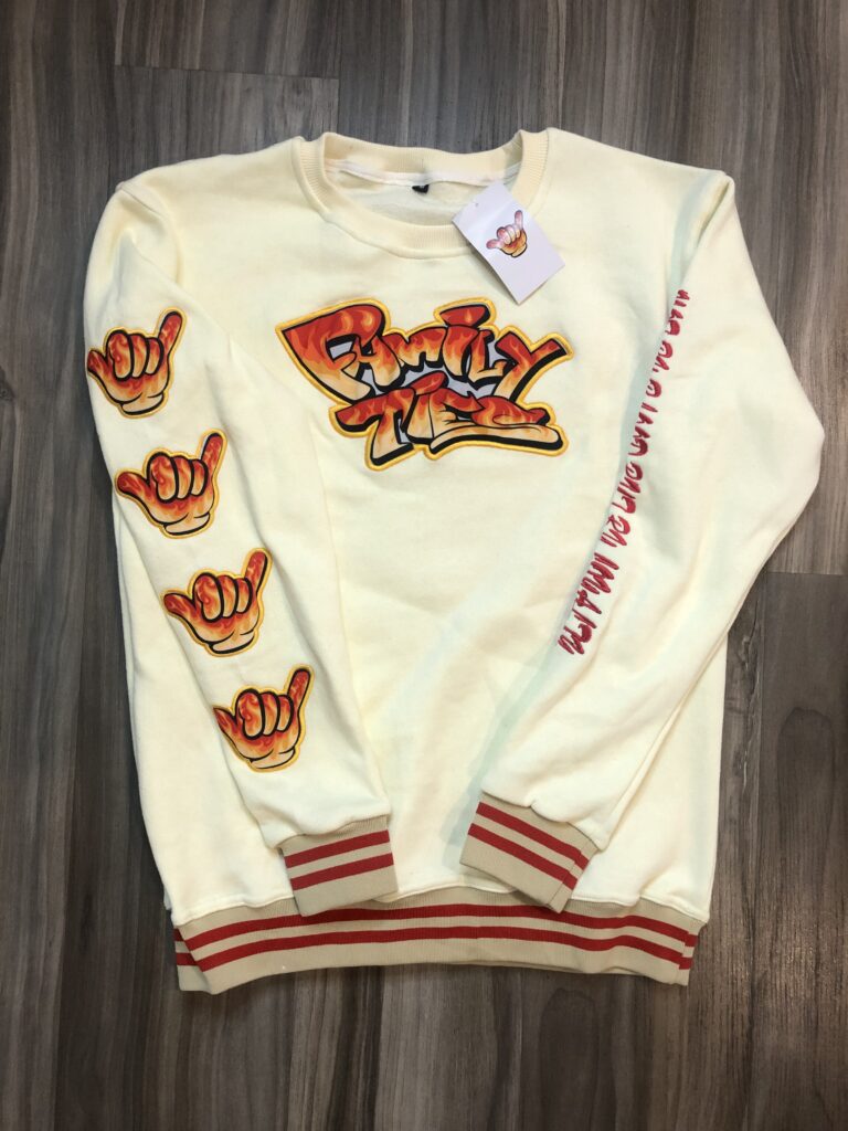 Family Ties - Cream Flames Sweat Shirt